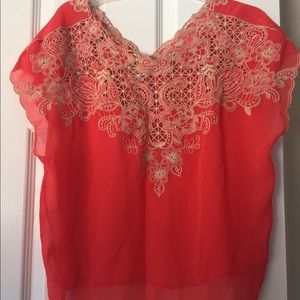 Light half sleeve orange-pink shirt